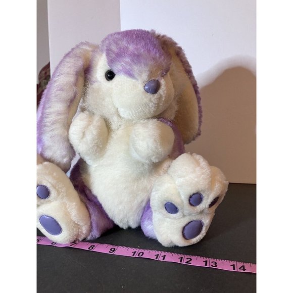 VTG T L Toys Frosted Lavender Easter Bunny Soft Plush Stuffed Leather Feet Nose - Picture 7 of 16